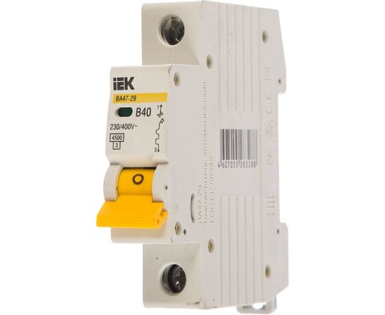 Автоматический модульный выключатель IEK 1п B 40А ВА 47-29 4.5кА ИЭК MVA20-1-040-B 