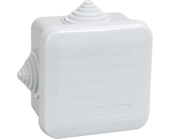 Распаячная коробка IEK открытой проводки, 70x70x40, IP44, КМ41236, 4 гермоввода,защелкивающаяся крышка UKOZ11-070-070-040-K41-44 