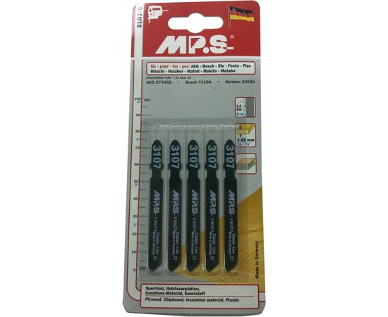 Пилки T119A (75х55х1.2 мм; 5 шт.) по древесине, фанере, ДСП, изоляционным материалам, пластмассе MPS 3107 