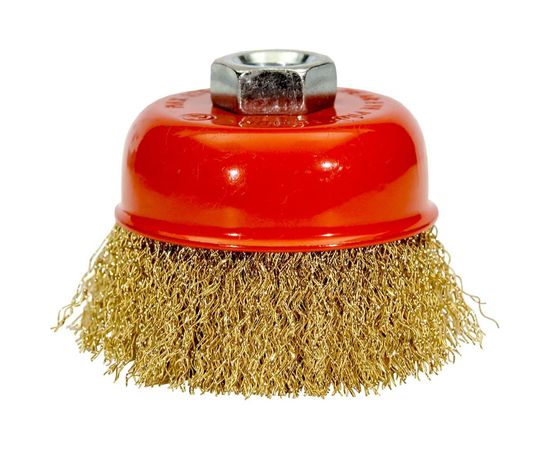 Щетка чашечная (85 мм; М14; сталь латунированная волнистая 0.3 мм) VMX 511719 