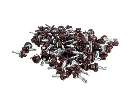 Кровельный саморез Качественный КРЕПЕЖ коричневый RAL 8017, 5.5х19 мм, 90 шт 0300123 КЧ 