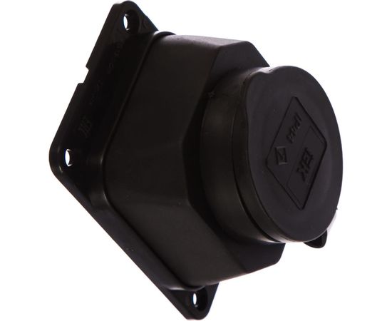 Стационарная розетка 1-м IEK ОМЕГА с заземлением, с крышкой, черная IP44 РБ13-1-0м ИЭК PKR11-016-2-K02 