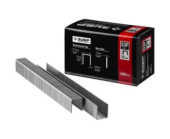 Скобы особотвердые тип 53F ПРОФЕССИОНАЛ (5000 шт; 13 мм) ЗУБР 31950-13 