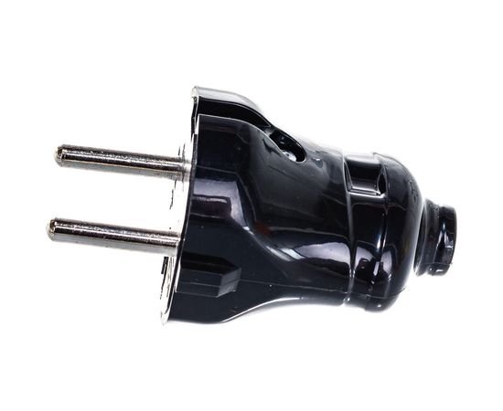 Разборная прямая вилка IEK ВПп20-02-Ст без заземляющего контакта, 6А, черная EVP20-06-01-K02 