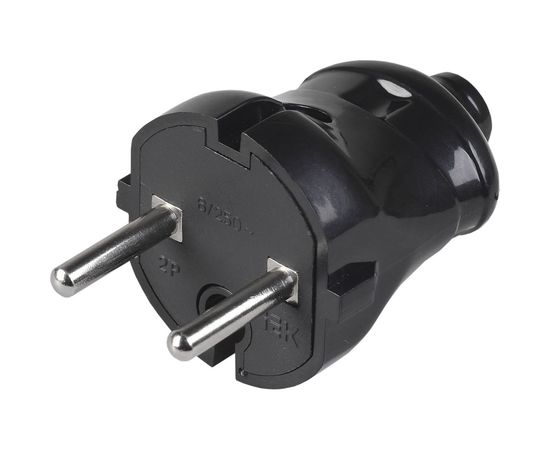 Разборная прямая вилка IEK ВПп20-02-Ст без заземляющего контакта, 6А, черная EVP20-06-01-K02 – изображение 4