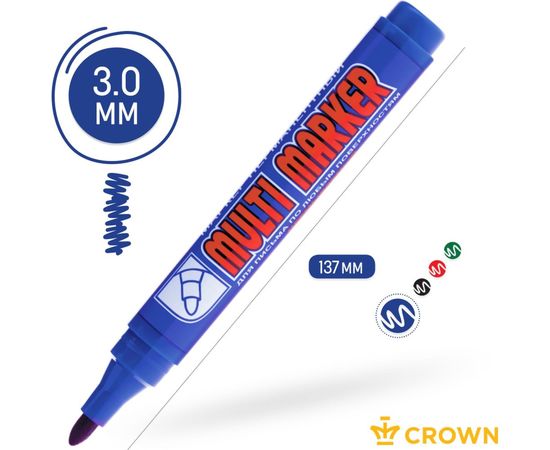 Перманентный маркер Munhwa Crown Multi Marker синий, пулевидный, 3мм CPM-800 – изображение 5