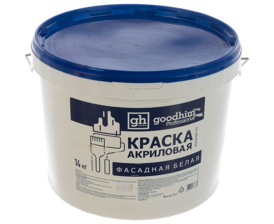 Акриловая фасадная краска Goodhim TN M1 БЕЛАЯ, 14 кг 78675 – изображение 3