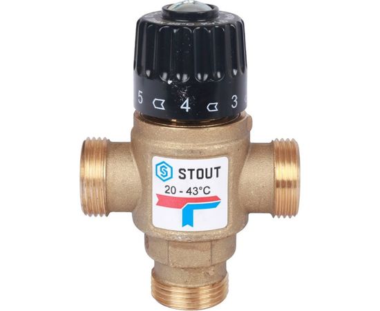 Термостатический смесительный клапан STOUT 3/4 НР, 20-43°С, KV 1.6 SVM-0120-164320 – изображение 5