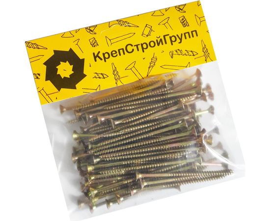Универсальный саморез по дереву КрепСтройГрупп 5х90 желтый цинк, 100 шт. 145452 – изображение 3