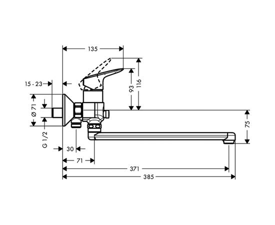 Смеситель для ванны HANSGROHE Logis длинный излив 71402000 00000047893 – изображение 2