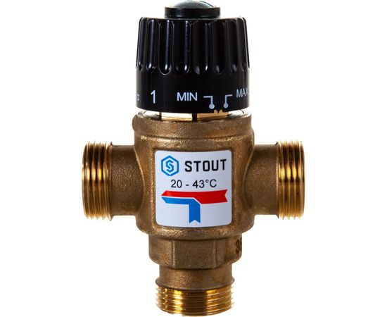 Термостатический смесительный клапан STOUT 3/4 НР, 20-43°С, KV 1.6 SVM-0120-164320 – изображение 6
