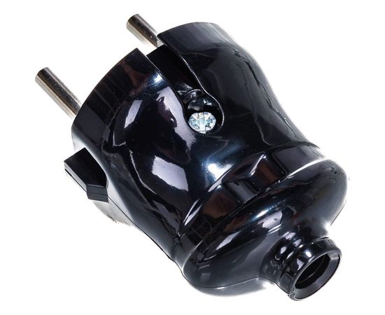 Разборная прямая вилка IEK ВПп20-02-Ст без заземляющего контакта, 6А, черная EVP20-06-01-K02 – изображение 2