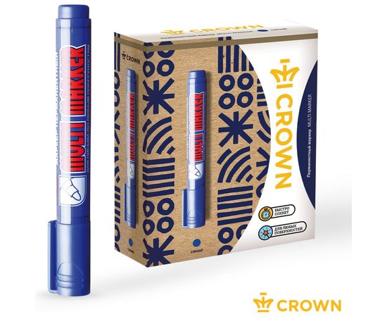 Перманентный маркер Munhwa Crown Multi Marker синий, пулевидный, 3мм CPM-800 – изображение 2
