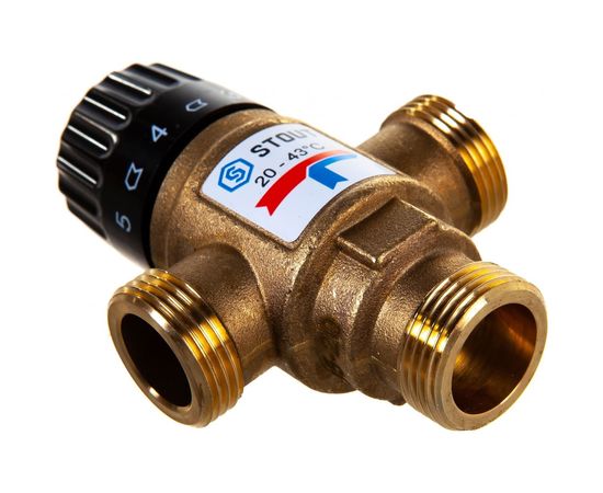 Термостатический смесительный клапан STOUT 3/4 НР, 20-43°С, KV 1.6 SVM-0120-164320 – изображение 2