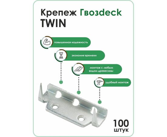 Крепеж Гвозdeck Твин гальванический цинк 10030000ZN00WG02 – изображение 7