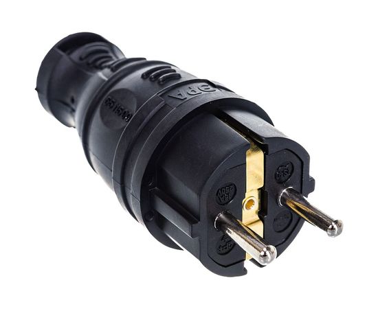 Каучуковая вилка ЭРА V8BIP44 з/з, прямая, 16A, IP44, черная Б0044540 – изображение 5