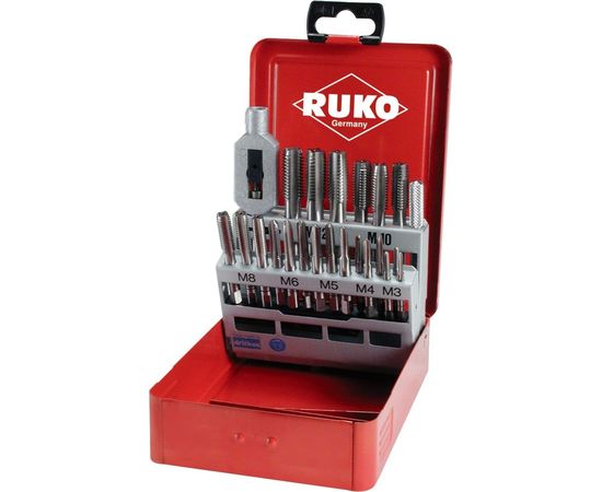 Набор ручных метчиков HSS M3-M12 + вороток, 22шт RUKO 245002 