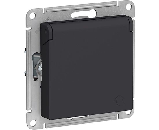 Розетка Schneider Electric ATLASDESIGN, с заземлением, механизм, карбон, ATN001046 