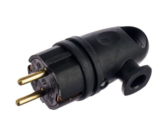 Угловая вилка STEKKER с заземляющим контактом, каучук 250В 16A IP44 черная RPG16-21-442 В 16-002 32749 