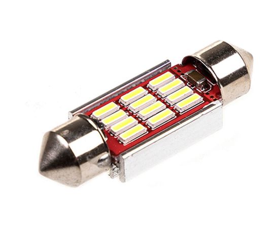 Автолампа диод SKYWAY T11 C5W 12 SMD диодов 1-контурная 36мм обманка белая S08201309 