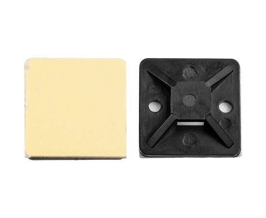 Площадка под хомут-стяжку Зубр ПХС самоклеющаяся черная, 25 x 25 мм, 100 шт, нейлоновая, 30917-25 