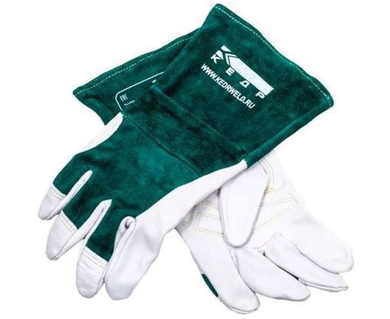 Сварочные краги КЕДР КС-18 УНИВЕРСАЛ TIG бело-зеленые, р-р М 8007529 