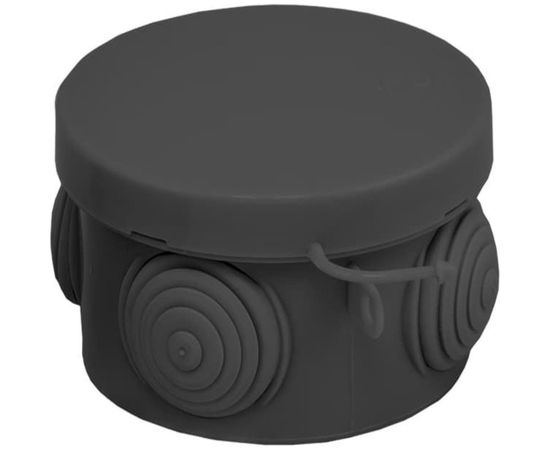 Распаячная коробка УРАЛ ПАК открытой проводки 65х40мм с гермовводами 4 входа,черная IP54 КО-51000065-060 