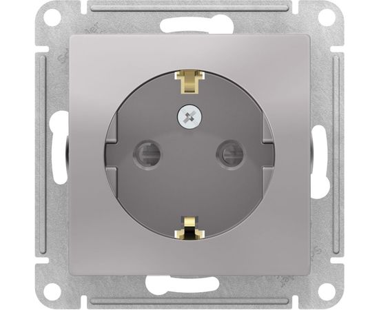 Механизм розетки Schneider Electric 1-м СП ATLAS DESIGN с заземлением, защитные шторки 16А алюминий ATN000345 – изображение 2