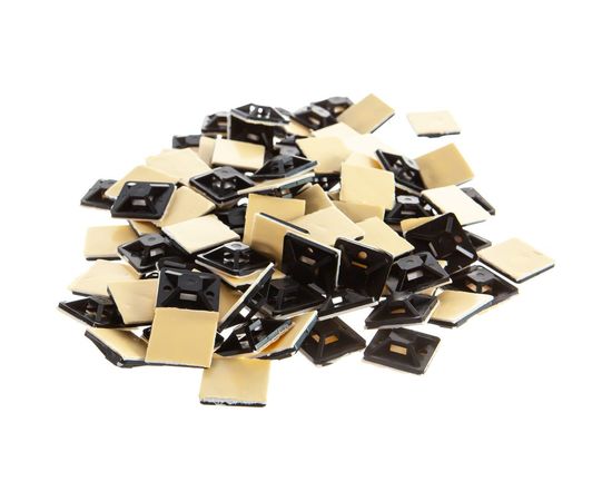 Площадка под хомут-стяжку Зубр ПХС самоклеющаяся черная, 25 x 25 мм, 100 шт, нейлоновая, 30917-25 – изображение 3