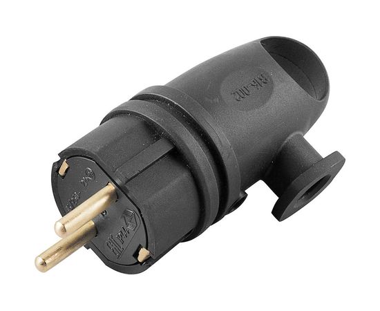 Угловая вилка STEKKER с заземляющим контактом, каучук 250В 16A IP44 черная RPG16-21-442 В 16-002 32749 – изображение 3