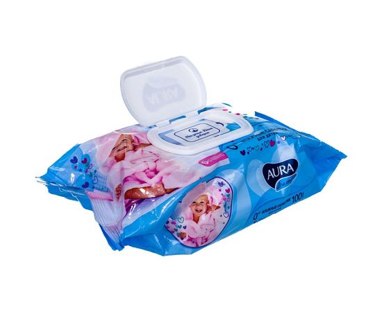 Влажные салфетки AURA Ultra comfort комплект 100 шт., для детей, гипоаллергенные, без спирта 127500 – изображение 2