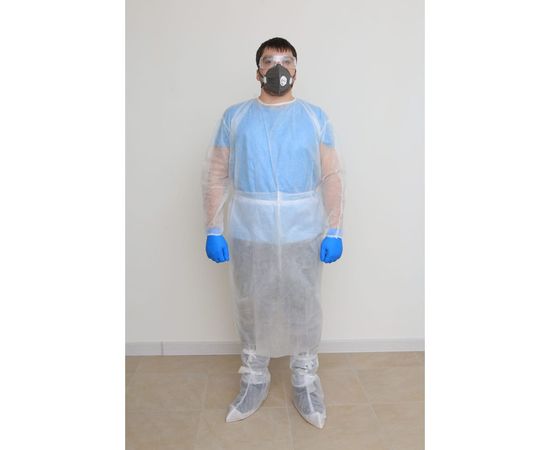 Хирургический нестерильный халат РЕАЛ, плотность 40-42 г/кв.м, длина 140, размер 54-56, 10 шт. 1603003001228 