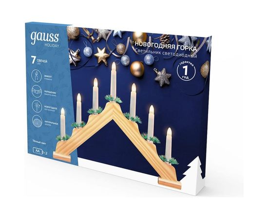 Светодиодный светильник Gauss Новогодняя горка, серия Holiday, 7 LED свечей HL020 