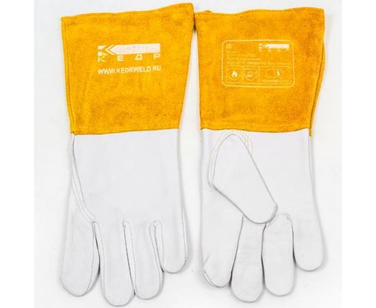 Сварочные краги КЕДР КС-17 ПРОФИ TIG бело-бежевые, р-р S 8007389 