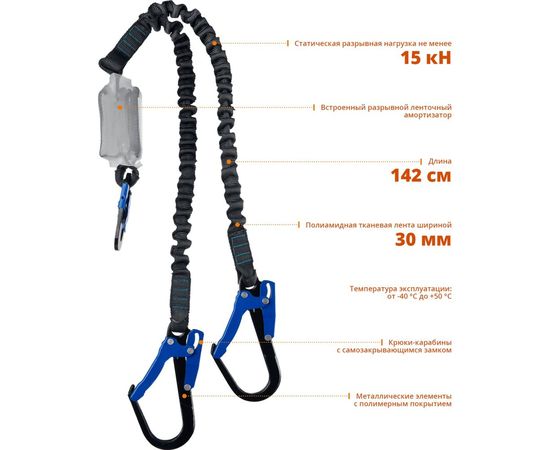 Эластичный двухплечный строп Зубр Перевал, полиамидная лента, с амортизатором, Профессионал 11596 – изображение 5
