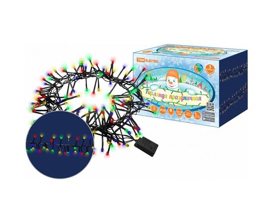 Многоцветная светодиодная гирлянда TDM Мишура, 3 м, 320LED, 8 режимов, 250 В, IP20 SQ0361-0092 