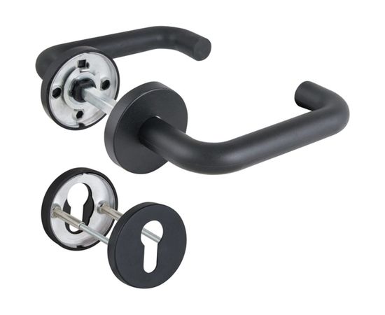 Комплект дверных ручек Fuaro с накладками под цил. DH-0219 NE ЧЕРНЫЙ, НЕЙЛОН, квадр. 8x140 мм 35703 