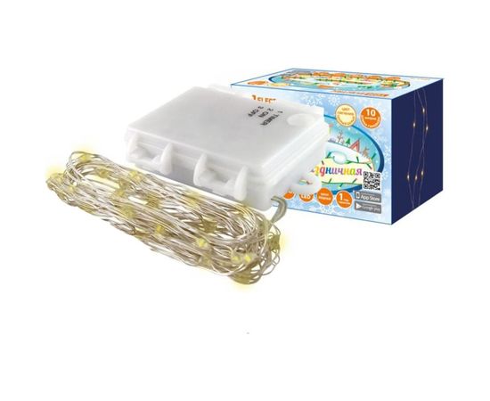 Светодиодная гирлянда TDM Роса 100, 100LED, 10м, 3000К, 3хАА SQ0361-0058 