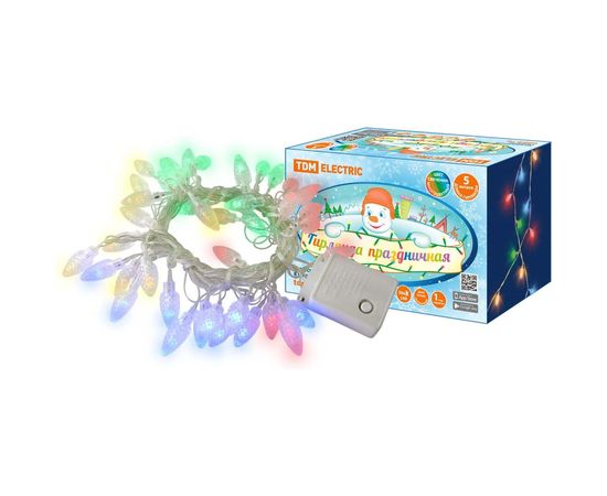Светодиодная гирлянда TDM Шишки, 50 LED, 5м, 8 режимов, многоцветная, 250 В SQ0361-0050 