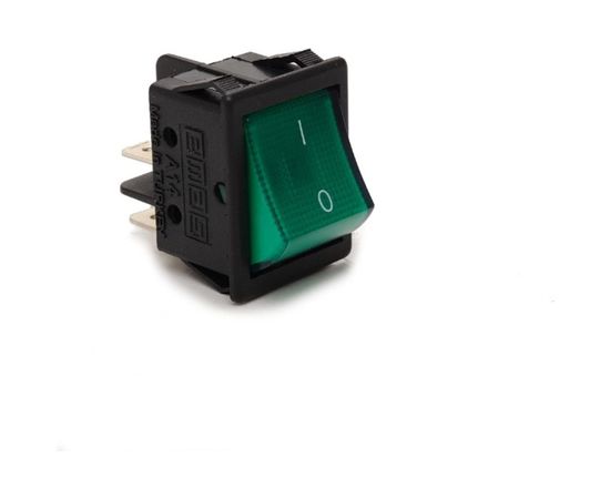 Клавишный выключатель Emas с подсветкой, зелёная клавиша, 2НО, 250В AC, 16А A14B1Y11 
