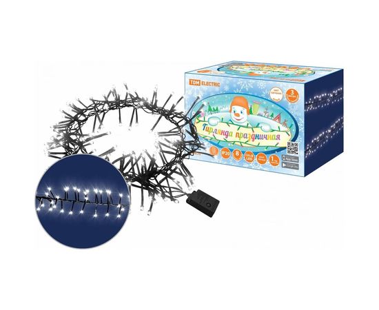 Светодиодная гирлянда TDM Мишура, 3 м, 320LED, белый, 8 режимов, 250 В, IP20 SQ0361-0091 