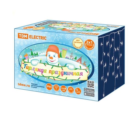 Светодиодная гирлянда TDM Бахрома, 2х1м, 152LED, 3000К, белый шнур SQ0361-0044 – изображение 2