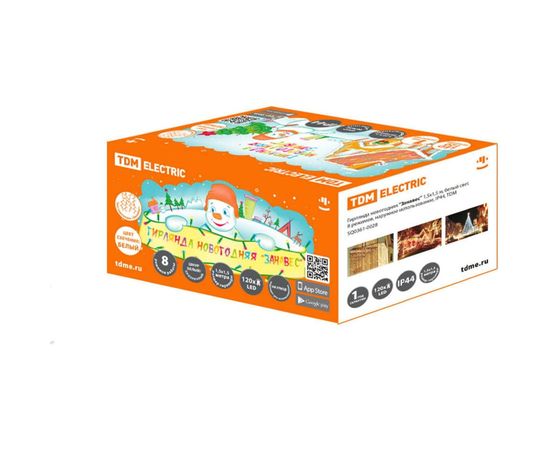 Новогодняя гирлянда TDM Занавес, 1,5х1,5 м, белый свет, 8 режимов, IP44 SQ0361-0028 – изображение 2