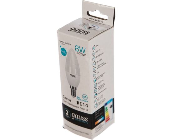 Лампа LED Candle 8W E14 4100K Gauss Elementary 33128 – изображение 2