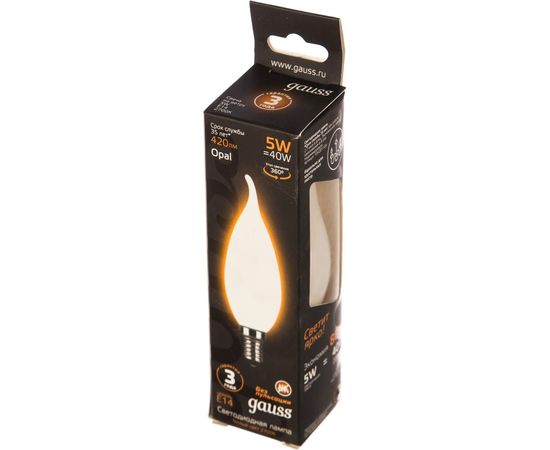 Лампа Gauss LED Filament Свеча на ветру OPAL E14 5W 420lm 2700К 104201105 – изображение 2