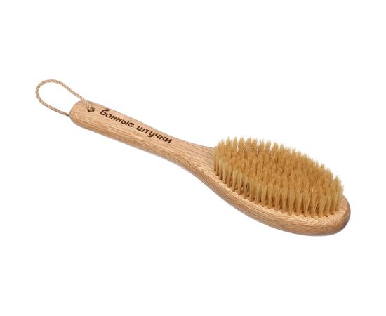 Деревянная банная массажная щетка с натуральной щетиной Банные Штучки Антицеллюлит 30 см 41331 – изображение 3