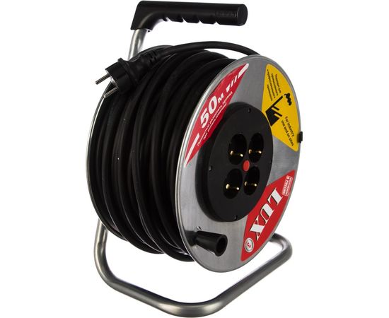 Силовой удлинитель на металлической катушке LUX К4-Е-50 50м 4 розетки с з/к 45150 4606400419471 – изображение 3