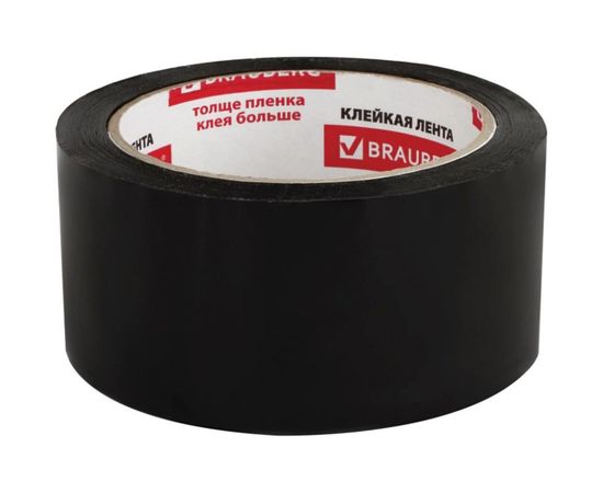 Клейкая упаковочная лента BRAUBERG 48 мм х 66 м, черная, толщина 45 микрон 440155 – изображение 4