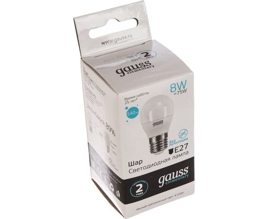 Лампа LED Globe 8W E27 4100K Gauss Elementary 53228 – изображение 2