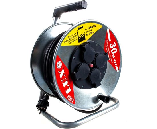 Силовой удлинитель на металл.катушке LUX 54130 К4-Е-30 КГ 3x1.5 30м 16А 4 роз. с з/к, защитой и крышк. IP44 4606400420392 – изображение 9